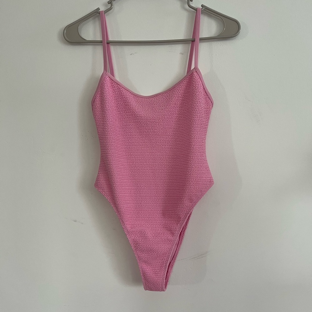 Pink One Piece Textured  Swimsuit